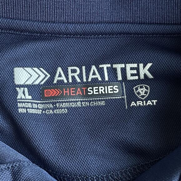 Ariat Tek Polo Shirt Mens XL Navy Blue Heat Series Performance Golf Outdoor - Picture 4 of 11